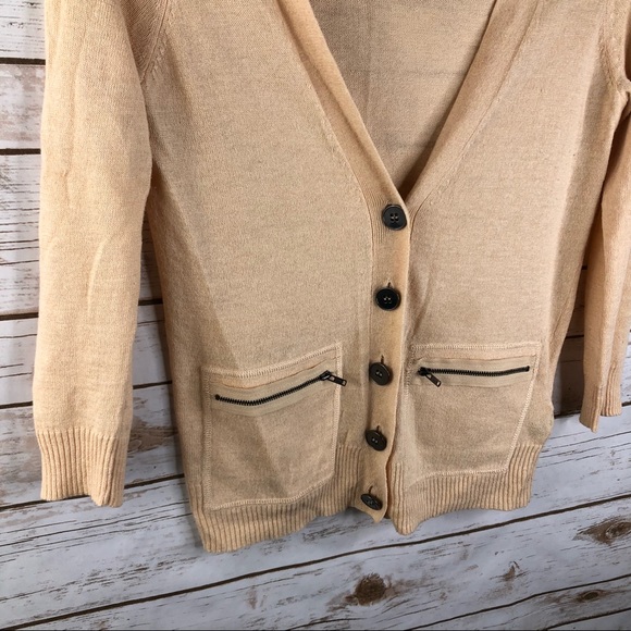 Wallace cream linen blend button up vneck cardigan - Picture 4 of 8